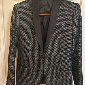 jf j.ferrar Black and White Patterned Blazer